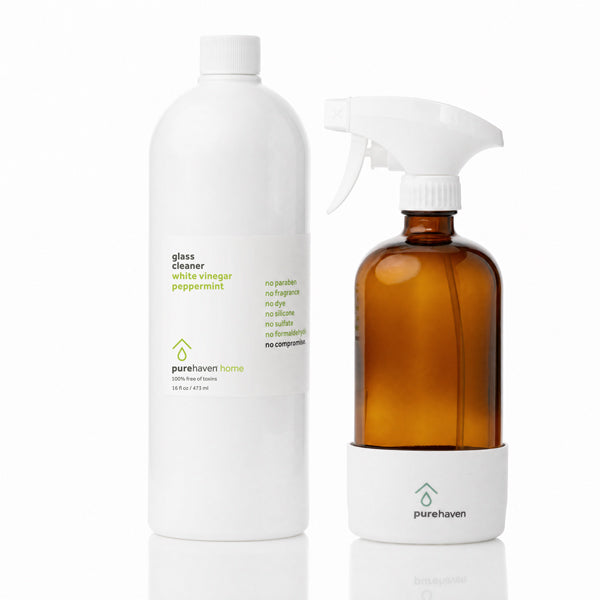 glass cleaner + free amber glass bottle w/sprayer