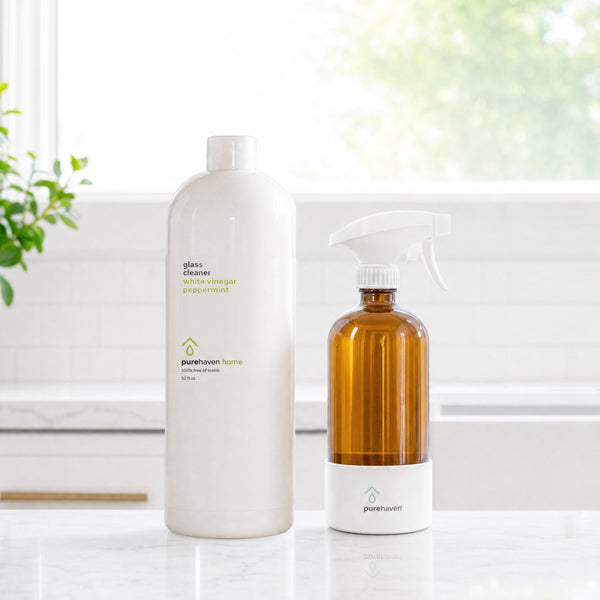 glass cleaner + free amber glass bottle w/sprayer
